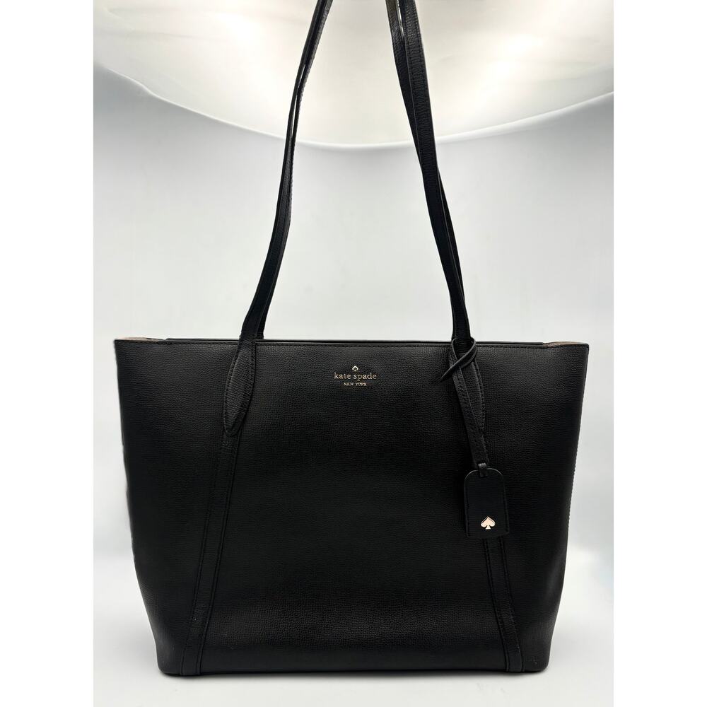 Kate Spade Black Leather Tote | Large Crossgrain Shoulder Bag | Everyday Purse